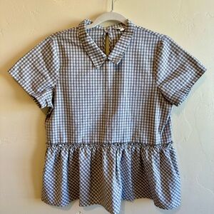 Classic Checkered Peplum Shirt